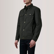 
Irwin Olive Waxed Canvas Field Chaqueta de Cuero para Hombre For Men - Vista lateral mostrando el corte ergonómico de mangas