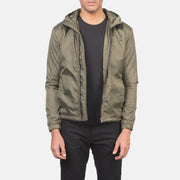 
Jimmy Verde Hooded Windbreaker Chaqueta de Cuero para Hombre - Vista frontal y silueta entallada | Comprar online