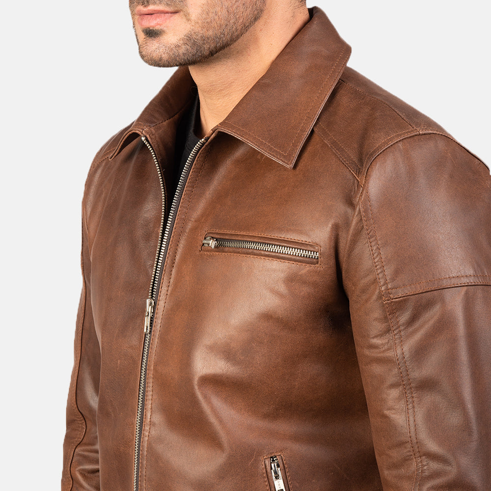 Lavendard Chaqueta Biker de Cuero para Hombre – Vista alternativa del producto 5