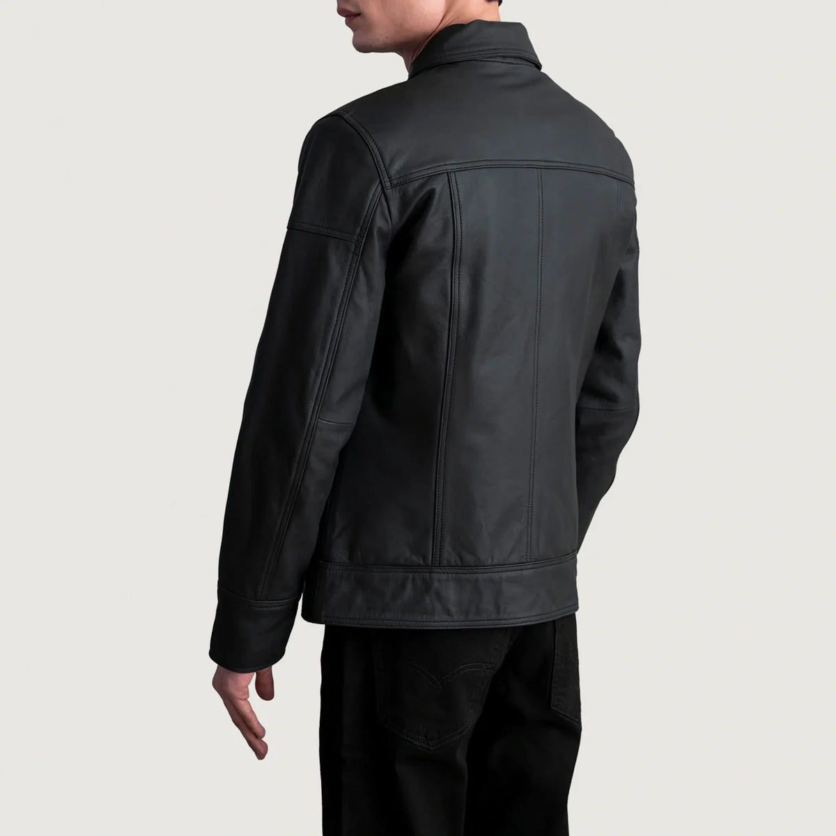Lavendard Chaqueta Biker de Cuero para Hombre – Vista alternativa del producto 6