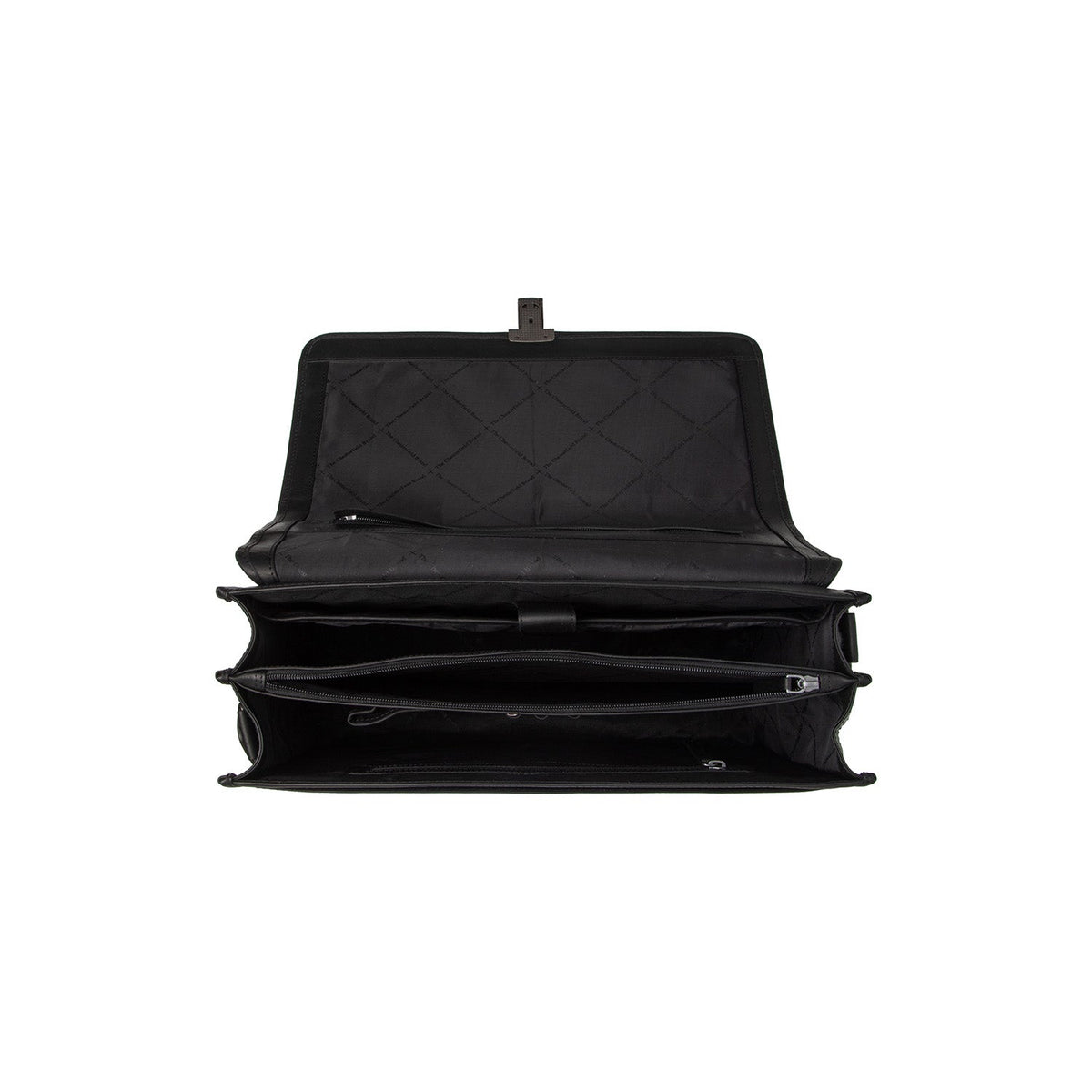 Solid Antique Brass Hardware &amp; Heavy-Duty Dual Zipper Detail on Glenwood Full-Grain Leather Briefcase para Hombre