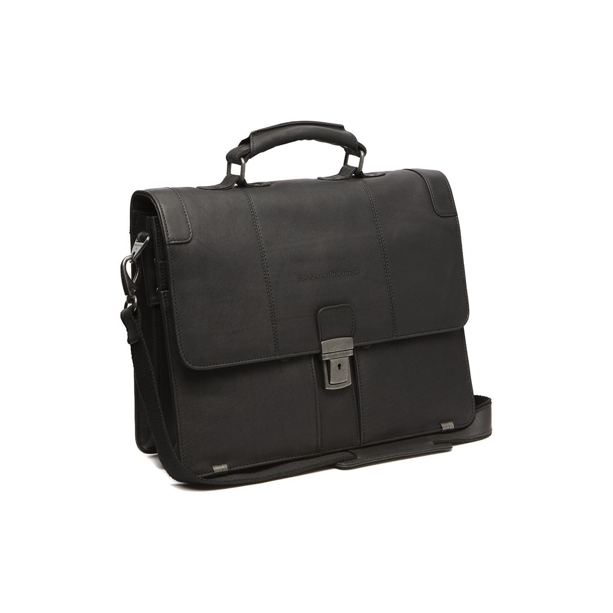 Stuttgart Full-Grain Leather Briefcase para Mujer in Classic 100% Full-Grain Leather - Full Exterior Front Profile View | Comprar online