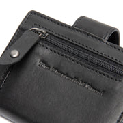 Solid Antique Brass Hardware &amp; Heavy-Duty Dual Zipper Detail on Barrea Full-Grain Leather Card Holder para Mujer