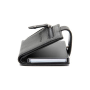 Barrea Full-Grain Leather Card Holder para Mujer - Structured Side Profile Showing Gusset Depth &amp; Expansion Capacity