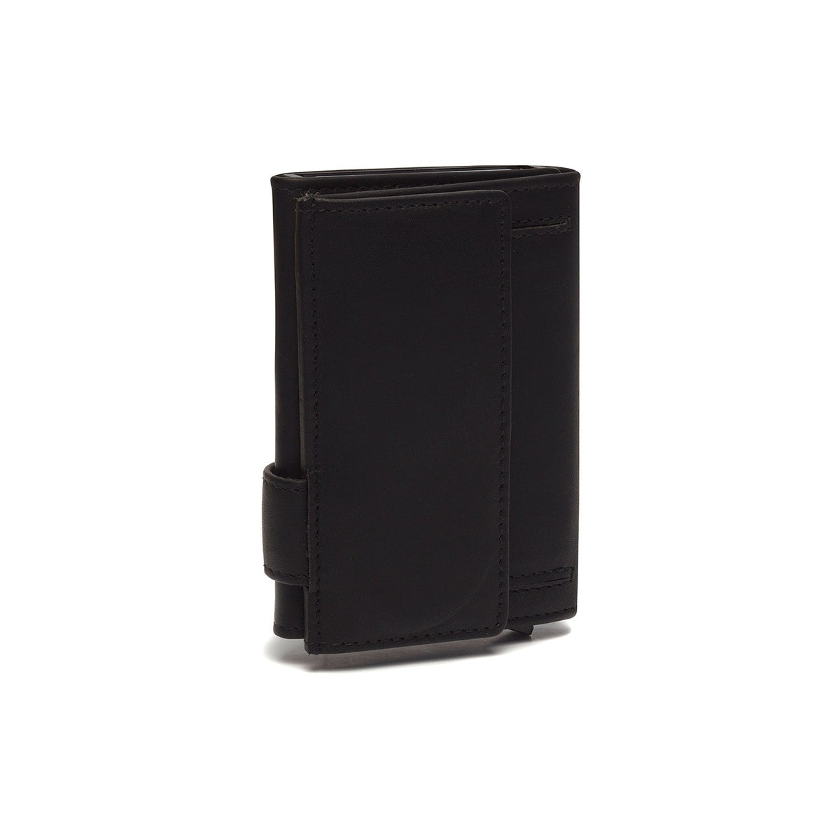 
Classic 100% Full-Grain Leather Card Holder - Perspectiva trasera con correas de cuero reforzadas