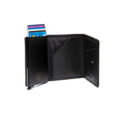 Gabriela Full-Grain Leather Card Holder para Mujer - Structured Side Profile Showing Gusset Depth &amp; Expansion Capacity