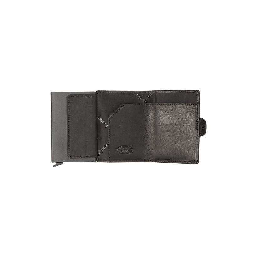 Classic 100% Full-Grain Leather Card Holder - Rear Perspective Showing Reinforced Leather Straps & Stitching