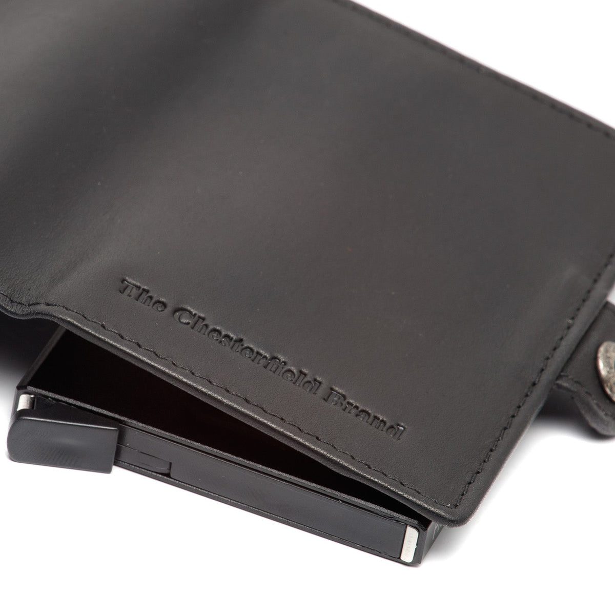 Lagos Full-Grain Leather Card Holder para Mujer - Structured Side Profile Showing Gusset Depth &amp; Expansion Capacity
