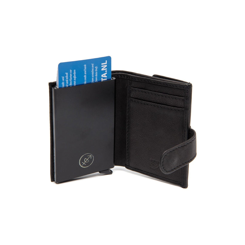 Classic 100% Full-Grain Leather Card Holder - Rear Perspective Showing Reinforced Leather Straps & Stitching