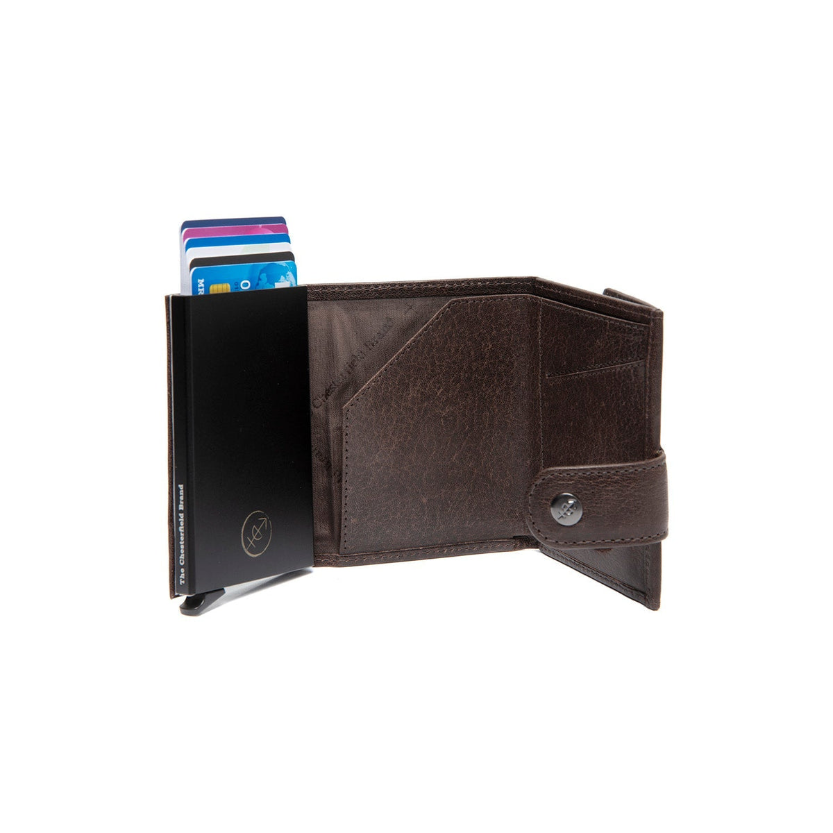Varrano Full-Grain Leather Card Holder para Mujer - Structured Side Profile Showing Gusset Depth &amp; Expansion Capacity