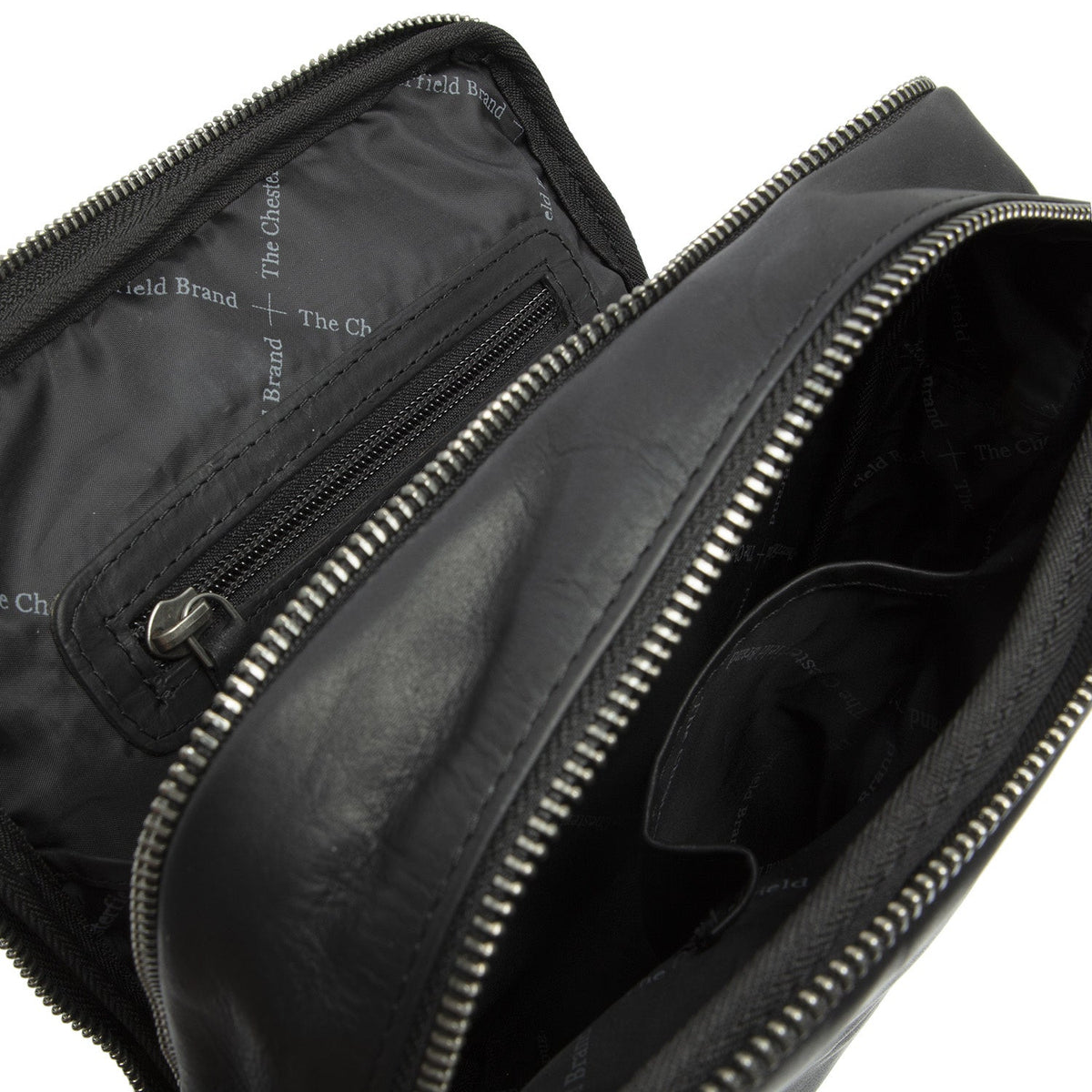 Alva Full-Grain Leather Crossbody Bag para Hombre - Structured Side Profile Showing Gusset Depth &amp; Expansion Capacity