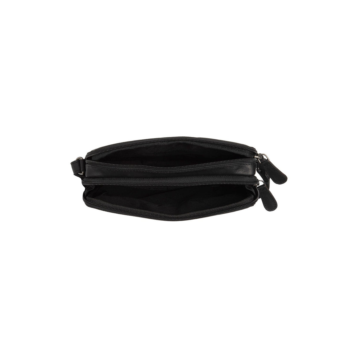 
Solid Antique Brass Hardware & Heavy-Duty Dual Zipper Detail on Ellon Bandolera de cuero flor