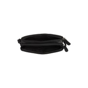 
Solid Antique Brass Hardware & Heavy-Duty Dual Zipper Detail on Ellon Bandolera de cuero flor