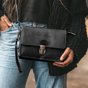 Classic 100% Full-Grain leather Bag - Rear Perspective Showing Reinforced Leather Straps &amp; Stitching