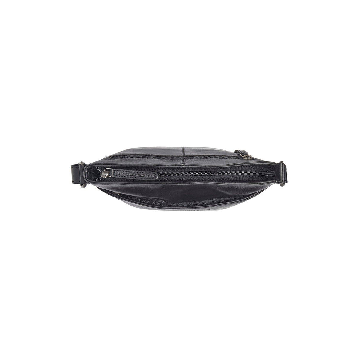 
Solid Antique Brass Hardware & Heavy-Duty Dual Zipper Detail on Lunton Bandolera de cuero flor