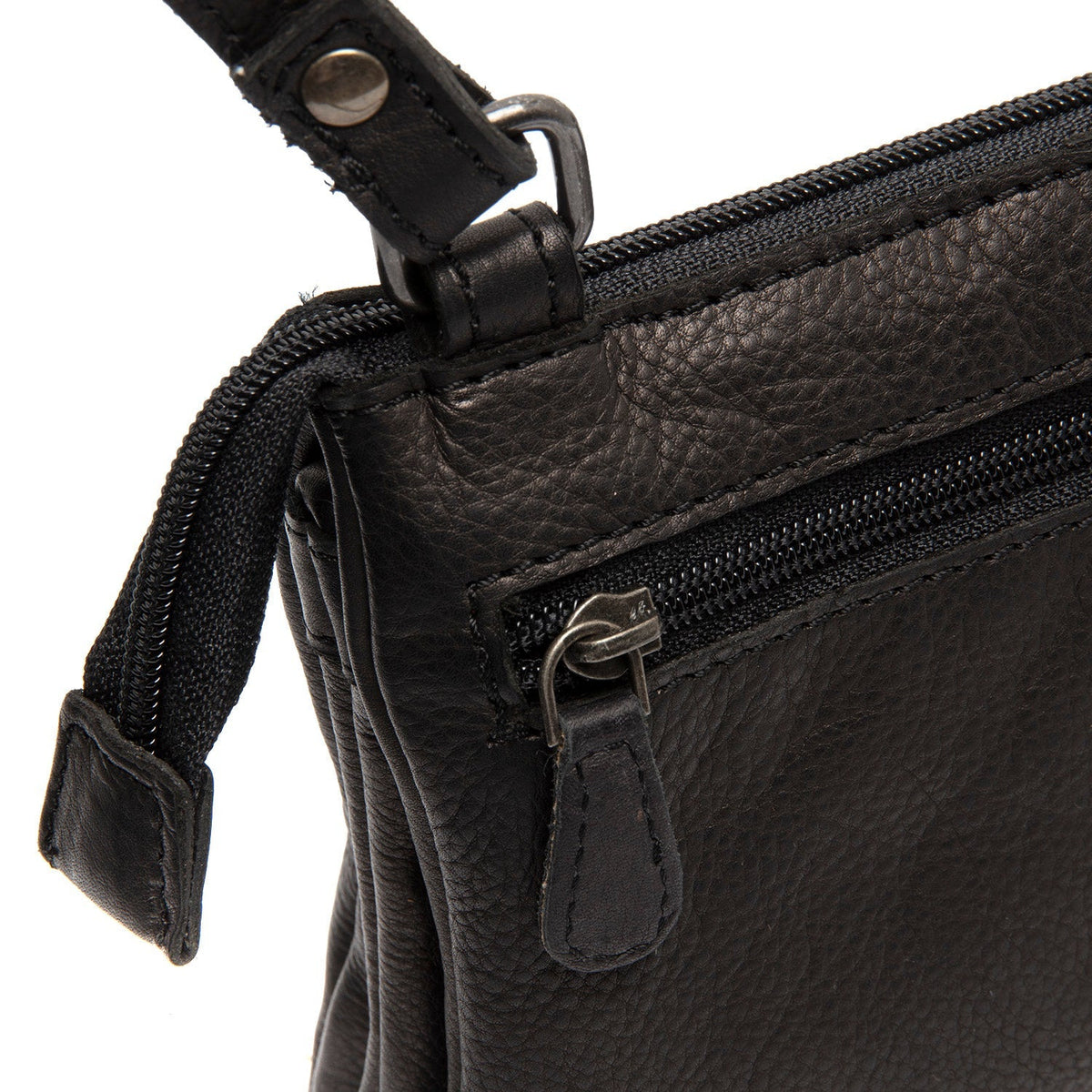 Black Leather Crossbody Bag Osaka, detail view 3