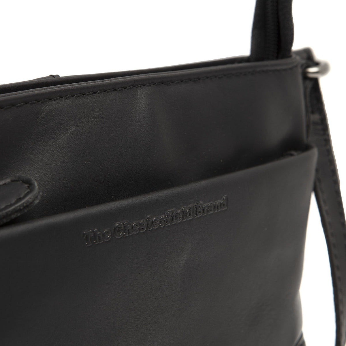 Solid Antique Brass Hardware &amp; Heavy-Duty Dual Zipper Detail on Salerno Full-Grain Leather Crossbody Bag para Mujer