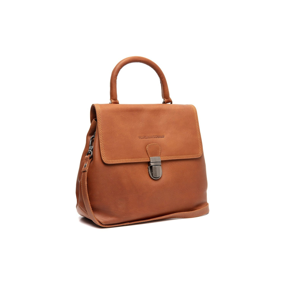 Tailored Rib Cuffs &amp; Hem Craftsmanship Construction Detail on Angera Full-Grain Leather Handbag para Mujer