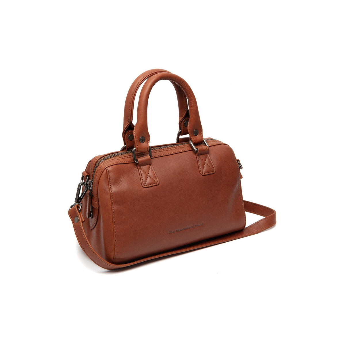 Tailored Rib Cuffs &amp; Hem Craftsmanship Construction Detail on Dalford Full-Grain Leather Handbag para Mujer
