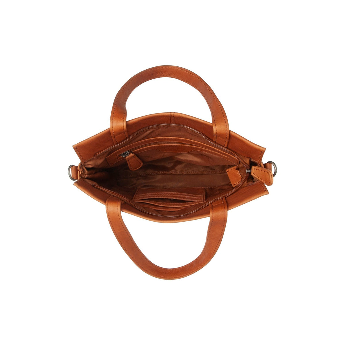 Detalle de cerca of Classic Collar &amp; Heavy-Duty Zipper Hardware on Rivington Full-Grain Leather Handbag para Mujer