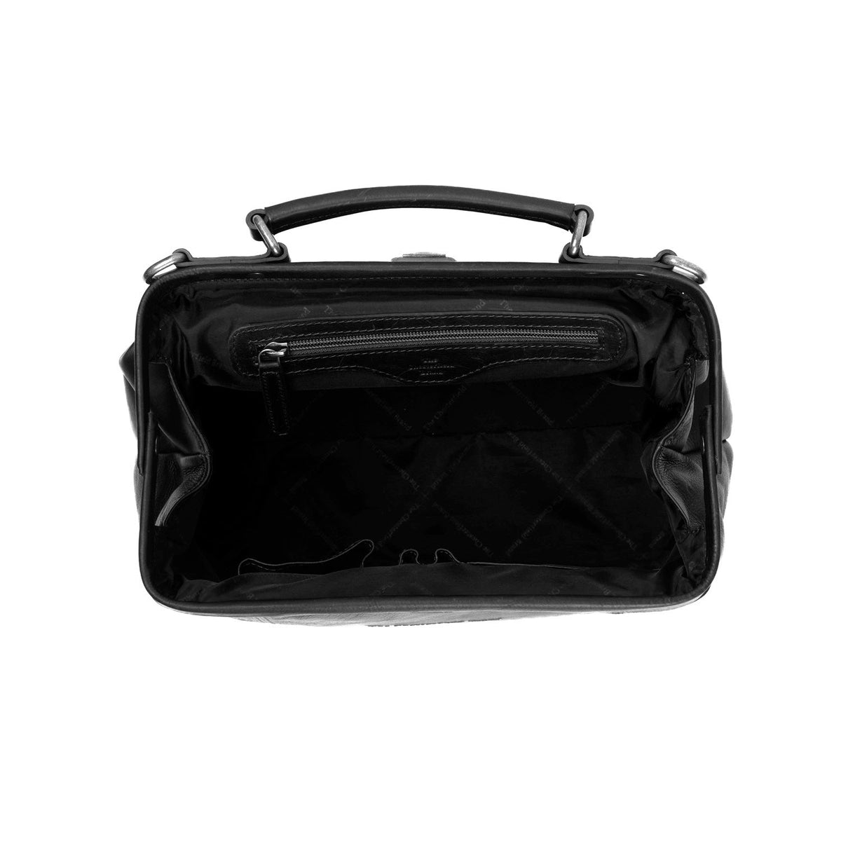 Detalle de cerca of Classic Collar &amp; Heavy-Duty Zipper Hardware on Shaun Full-Grain Leather Handbag para Mujer
