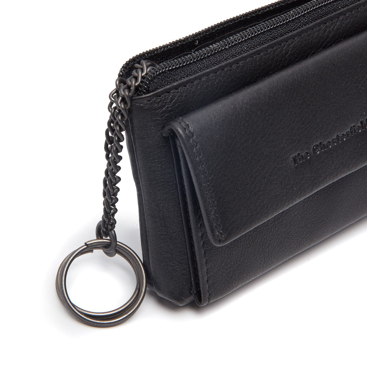Detalle de cerca of Classic Collar &amp; Heavy-Duty Zipper Hardware on Torano Full-Grain Leather Key Case para Mujer
