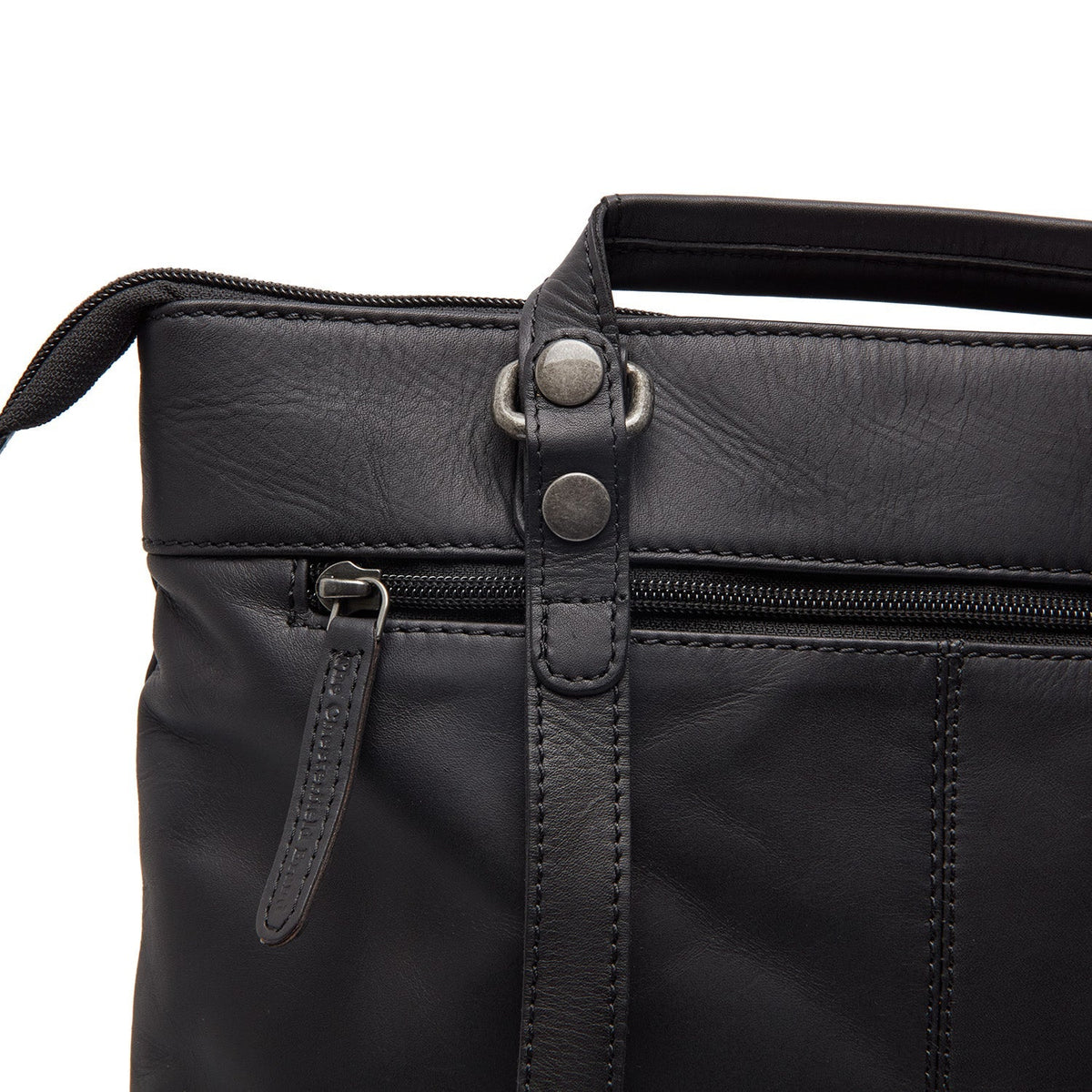 Caldero Full-Grain Leather Laptop Backpack para Mujer - Structured Side Profile Showing Gusset Depth &amp; Expansion Capacity