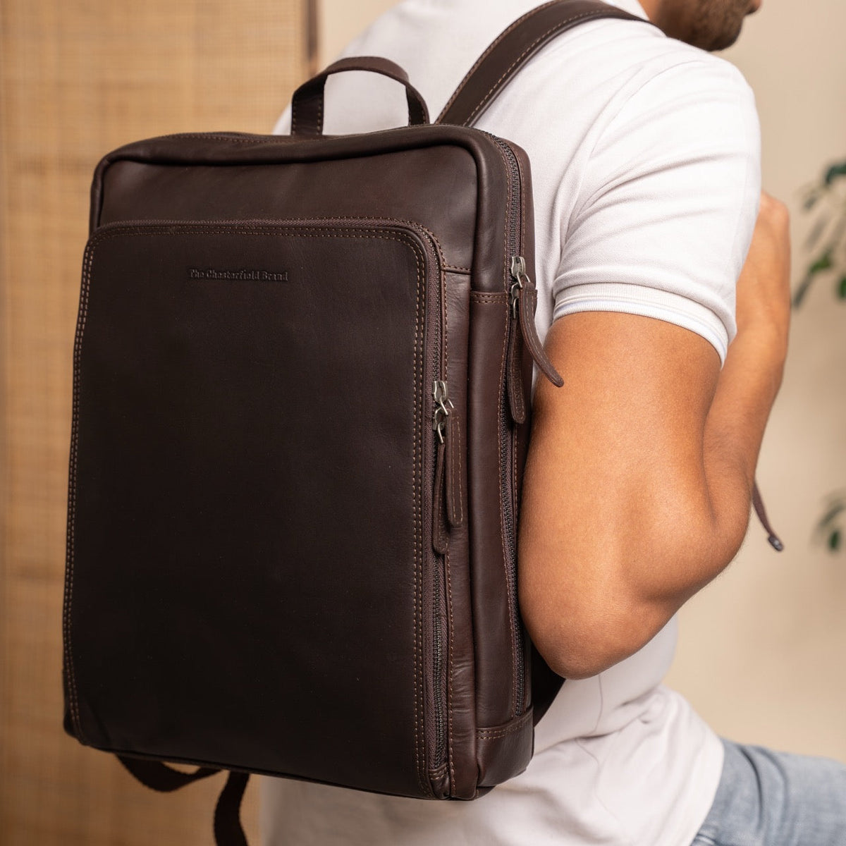 
Jasper Mochila de cuero flor para portátil – alternate product view 2