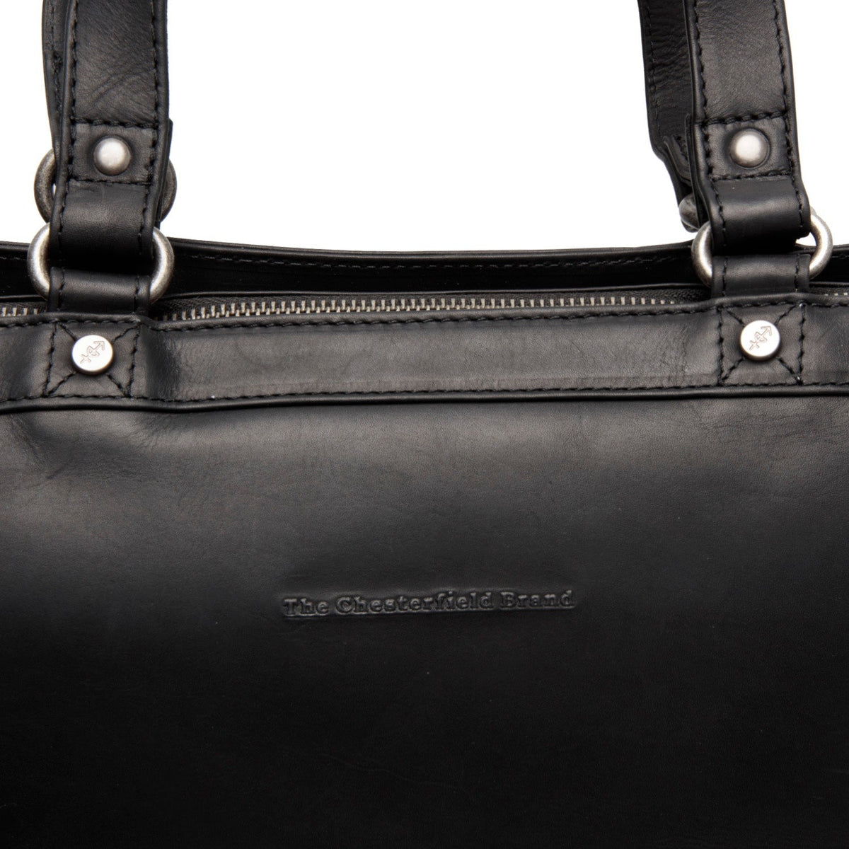 Solid Antique Brass Hardware &amp; Heavy-Duty Dual Zipper Detail on Manly Full-Grain Leather Laptop Bag para Mujer