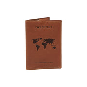 Cognac Leather Passport Case para Mujer, front view