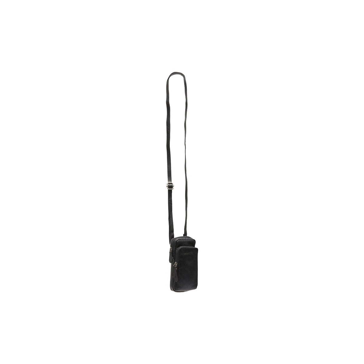 
Vista de detalle of Classic Collar & Heavy-Duty Zipper Hardware on Valdes Cuero Flor Integral Phone Bag