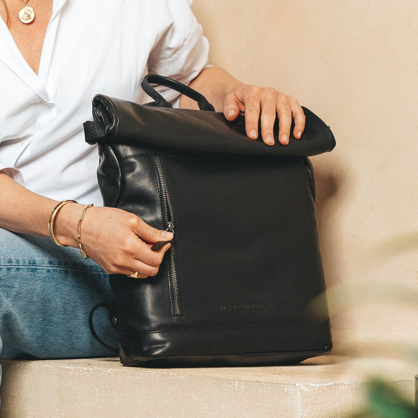 Mazara Full-Grain Leather Roll-top Backpack para Mujer