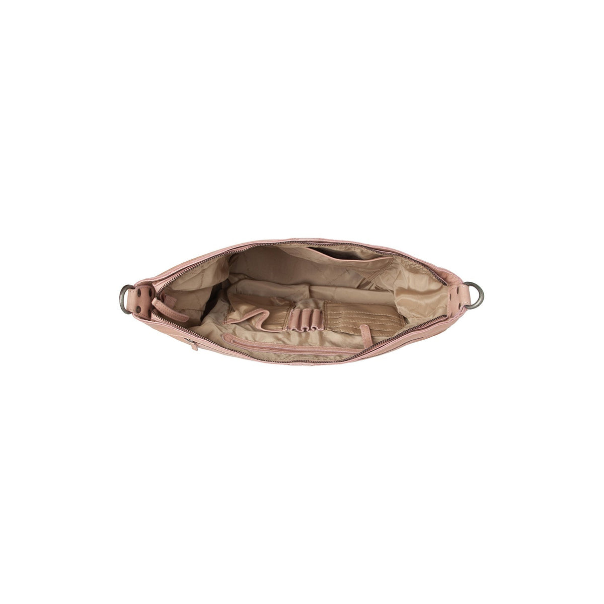Solid Antique Brass Hardware &amp; Heavy-Duty Dual Zipper Detail on Bolivia Full-Grain Leather Shoulder Bag para Mujer