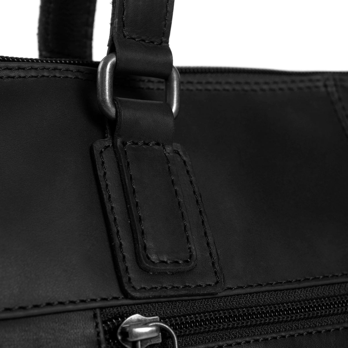 Flint Full-Grain Leather Shoulder Bag para Mujer - Structured Side Profile Showing Gusset Depth &amp; Expansion Capacity