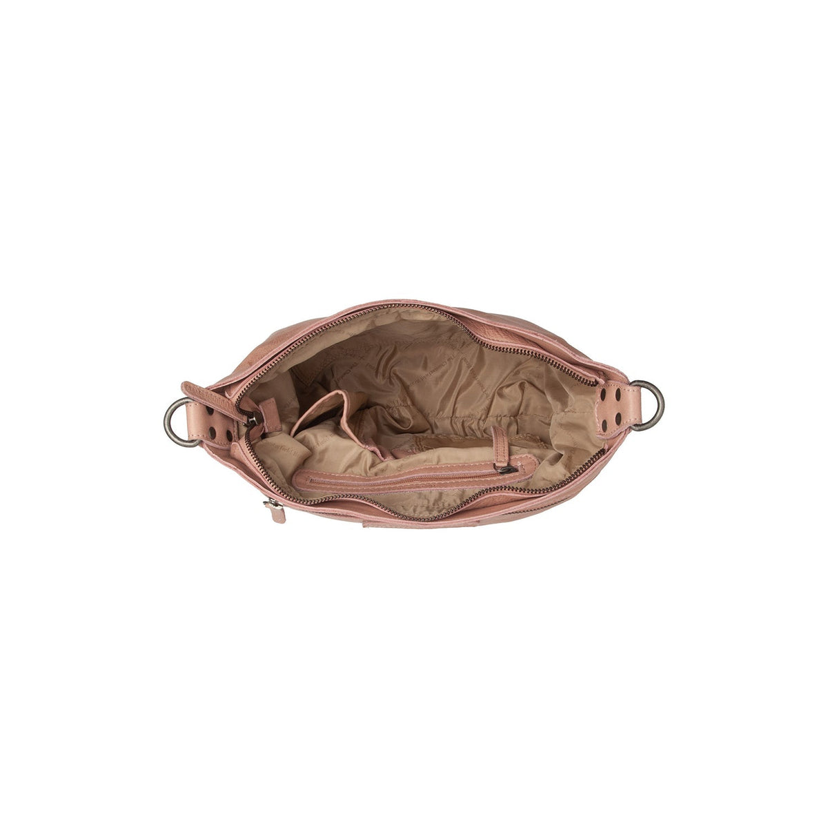 Solid Antique Brass Hardware &amp; Heavy-Duty Dual Zipper Detail on Lucy Full-Grain Leather Shoulder Bag para Mujer