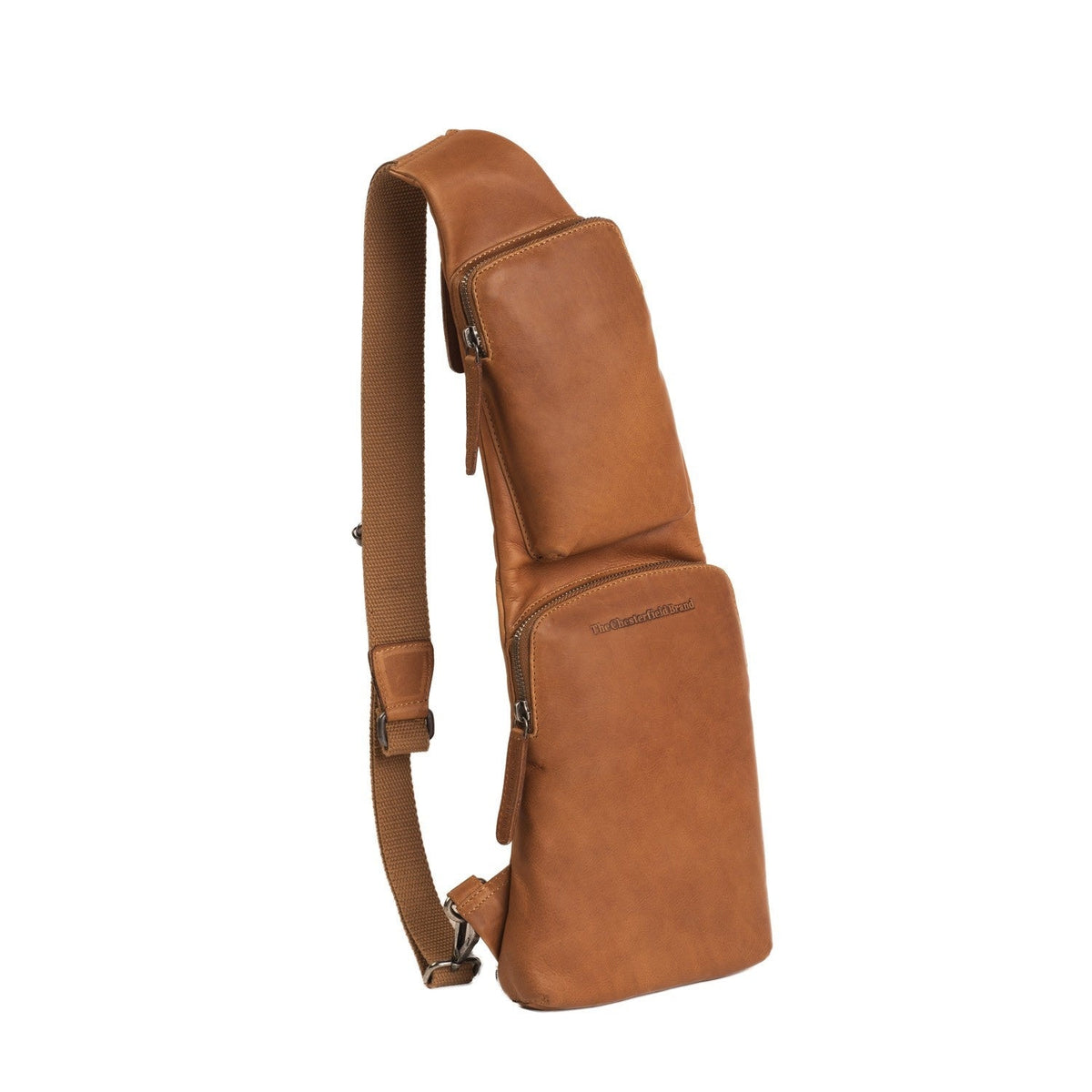 Cognac Leather Sling Bag Logan para Mujer, front view
