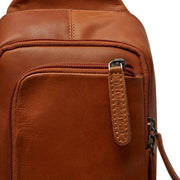 Cognac Leather Sling Bag Riga para Mujer, detail view 3