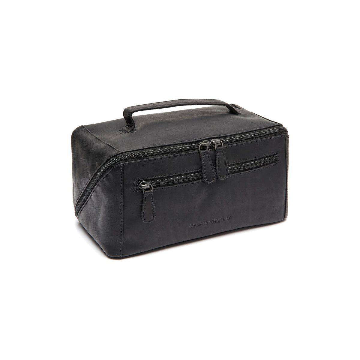 Elmia Full-Grain Leather Toiletry Bag para Mujer in Classic 100% Full-Grain Leather - Vista frontal y silueta a medida | Comprar online