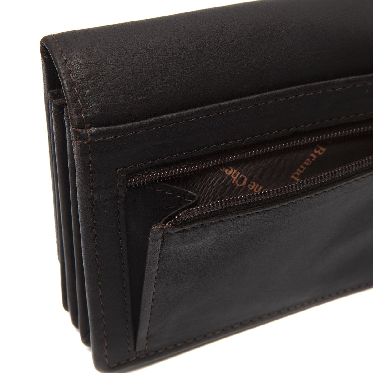 Solid Antique Brass Hardware &amp; Heavy-Duty Dual Zipper Detail on Salzburg Full-Grain Cartera de Cuero para Mujer