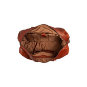 Solid Antique Brass Hardware &amp; Heavy-Duty Dual Zipper Detail on Cavoli Full-Grain Leather Weekender Bag para Mujer