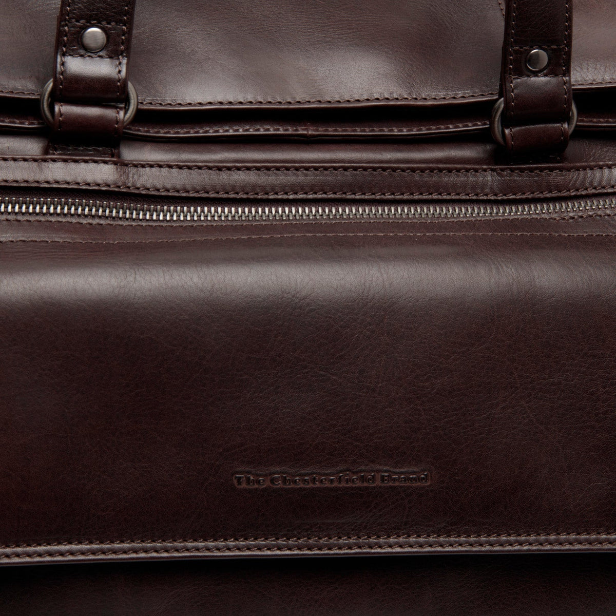 Brown Leather Weekender Bag Lazio, detail view 3