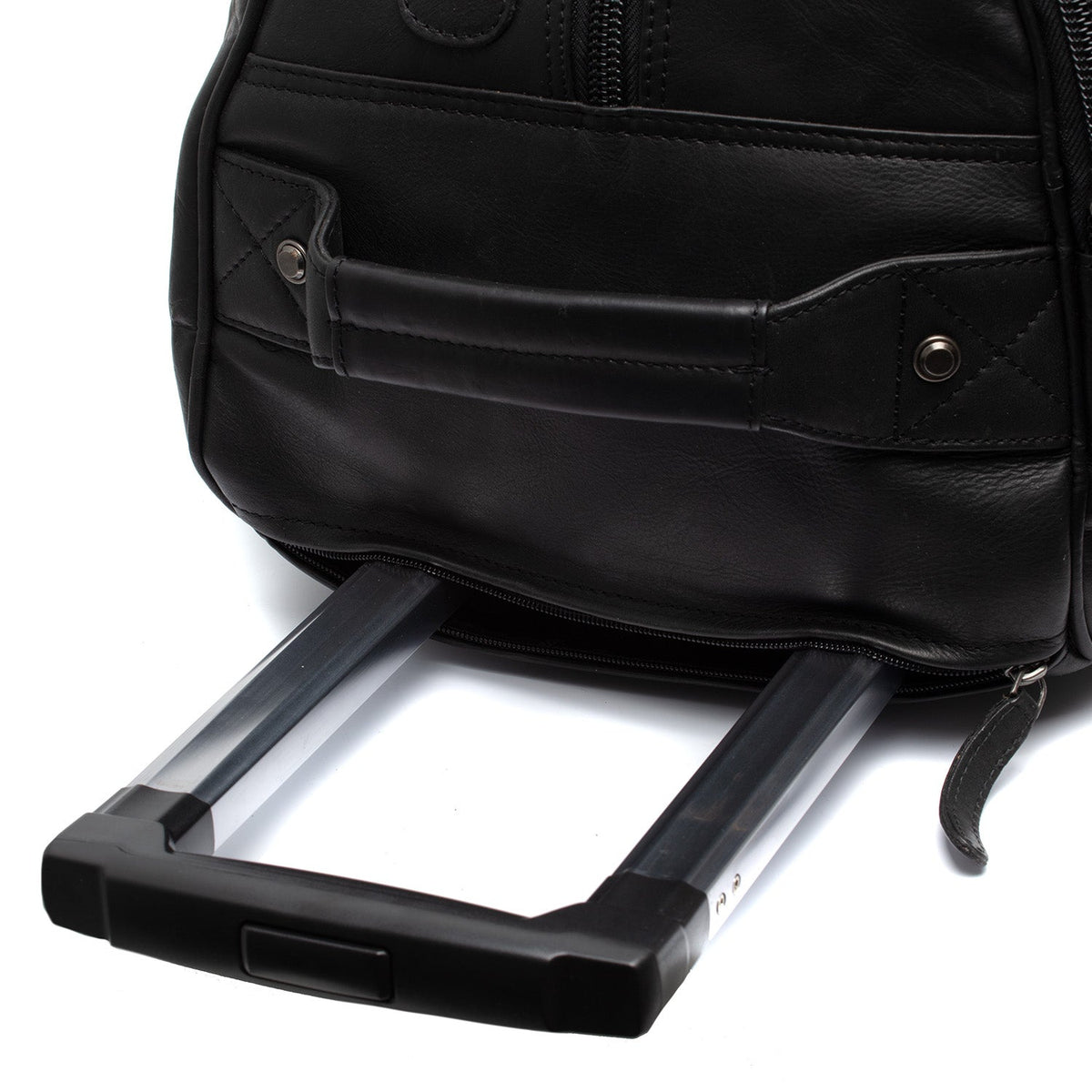 Solid Antique Brass Hardware &amp; Heavy-Duty Dual Zipper Detail on Leather Weekender Trolley Jayven para Mujer