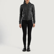 Luna Hooded Cazadora Bomber de Cuero para Mujer – Vista alternativa del producto 3