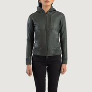 Luna Hooded Cazadora Bomber de Cuero para Mujer – Vista alternativa del producto 4