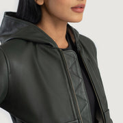 Luna Hooded Cazadora Bomber de Cuero para Mujer – Vista alternativa del producto 6