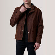 
Marlo Marrón Canvas Hooded Work Chaqueta de Cuero para Hombre For Men in Brown Waxed Cotton Canvas - Vista frontal y silueta entallada | Comprar online
