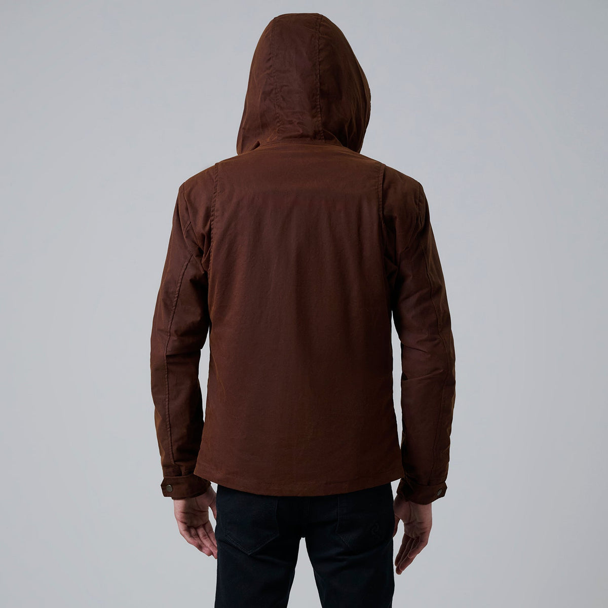 
Vista de detalle of Hooded & Zipper with placket Hardware on Marlo Marrón Canvas Hooded Work Chaqueta de Cuero para Hombre For Men