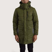 
Vista de detalle of Classic Collar & Zipper With Snap Button Placket Hardware on Moore Verde Hooded Parka para Hombre