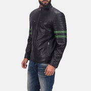 Black Cowhide Leather Biker Jacket - Vista trasera con ajuste entallado en hombros y bajo impecable