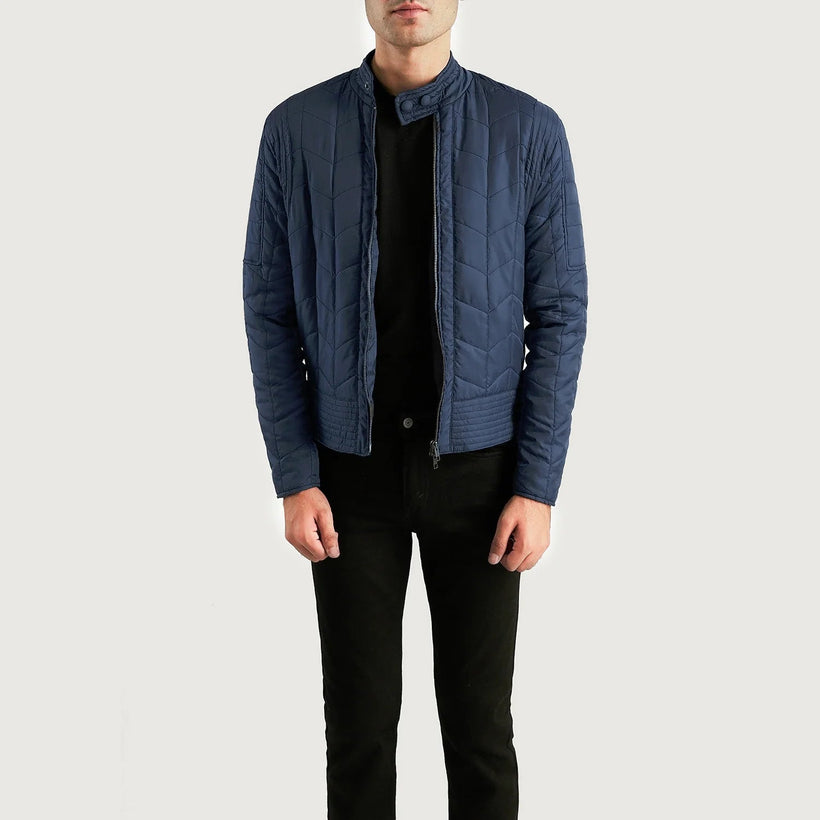 Nyle Acolchado Windbreaker Chaqueta de Cuero para Hombre